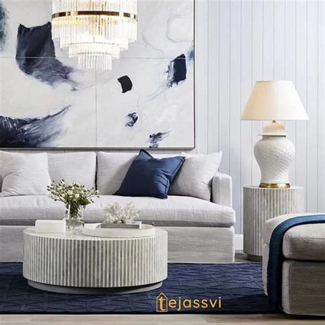 Wooden Bone Inlay Coffee TABLE /Round Coffee Table/Strip Design Centre ...