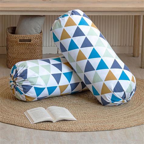 HOMEMONDE Cotton Bolster Cover 16 X 32 Inches - Set Of 2 Soft Round ...