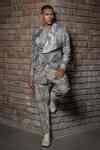 Buy Gray Silk Grey Abstract Print Jacket For Men by Balance By Rohit ...