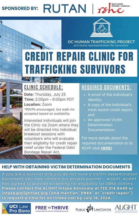 Credit Repair Clinic For Trafficking Survivors on July 25, 2024 - Rutan ...