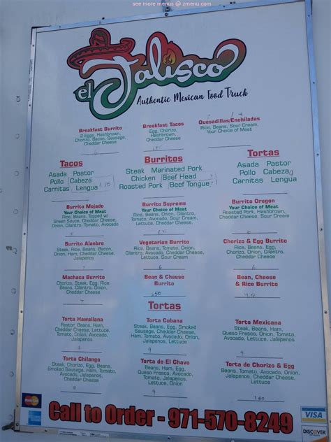 Menu at El Jalisco restaurant, Portland, SW Barbur Ct