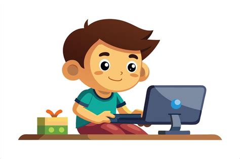 Boy Using Computer Cartoon 的图像结果