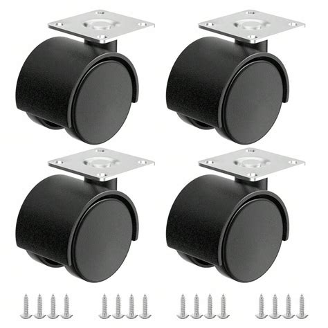 2 Inch Casters Set Of 4, Plastic Wheels For Furniture, Plate Swivel ...