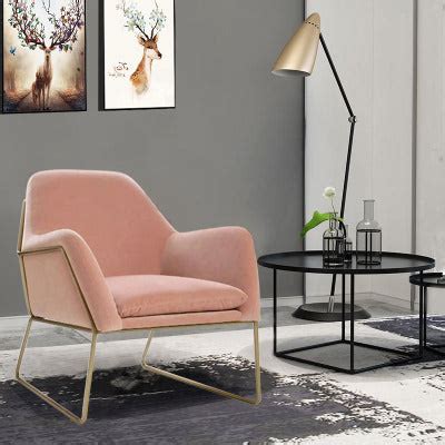 Classic Curved Pink Velvet Lounge Chair – The Decorvilla