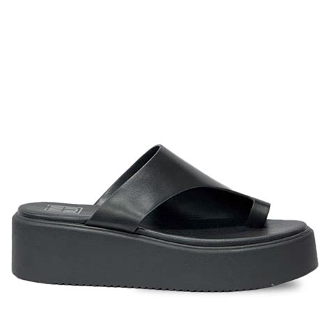 Buy Aiko Black Leather Platform Sandals Online – viviblu