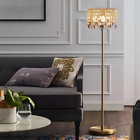 Classic Elegant Crystal Gold Floor Lamp for Living Room | Sofary Lighting
