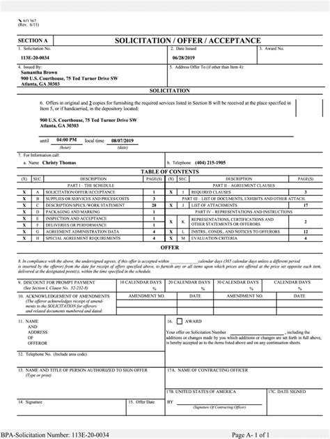 Fillable Online solicitation / offer / acceptance - Georgia Northern ...