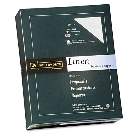 Southworth Fine Linen Paper, 25% Cotton, 24 lb, White, 500 Sheets (554C ...