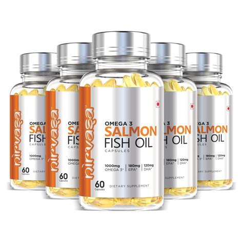 Nirvasa Omega 3 Salmon Fish Oil Capsules for Men & Women with 1000mg ...