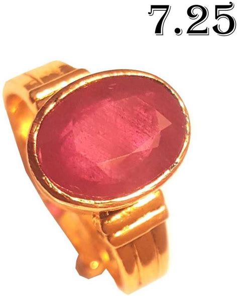 Seashines 7.25 RATTI RUBY (MANAK) STONE STUDDED IN GOLD PLATED Copper ...