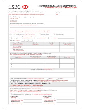 Form Pembukaan Rekening Tambahan Rev.FH11 - HSBC Indonesia - Fill and ...
