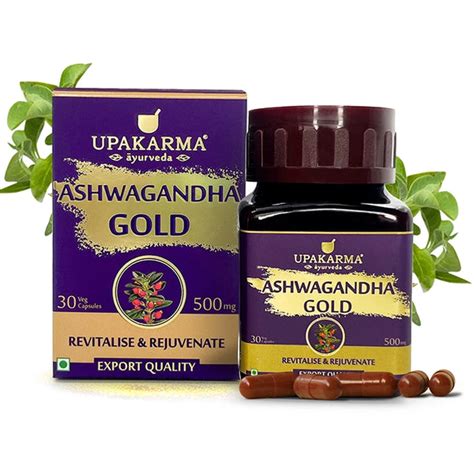 Ashwagandha Gold Capsules 500mg - Revitalizes Mind & Body - Upakarma ...