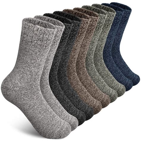 5 Pairs Wool Socks Mens,Thick Warm Winter Socks,Soft Wool Hiking Socks ...