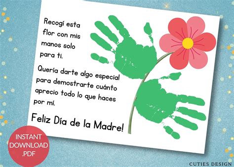 Mother's Day Spanish Handprint Printable Baby Keepsake Art Craft Dia De ...