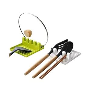 AVMPHD 4 Slots Cooking Utensil Storage Rack Silicone Spoon Rests Mat ...