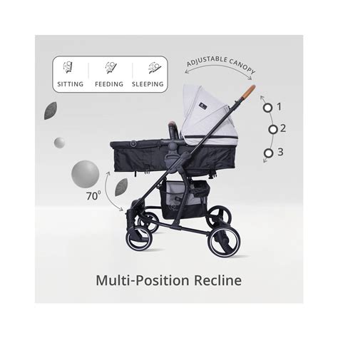 R for Rabbit Paradise 2 in 1 Baby Stroller cum Carry Cot (Grey black)