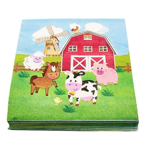 Partymane Farm Theme Tissue Paper/Fram Cow Sheep hen Napkin/Farm Happy ...