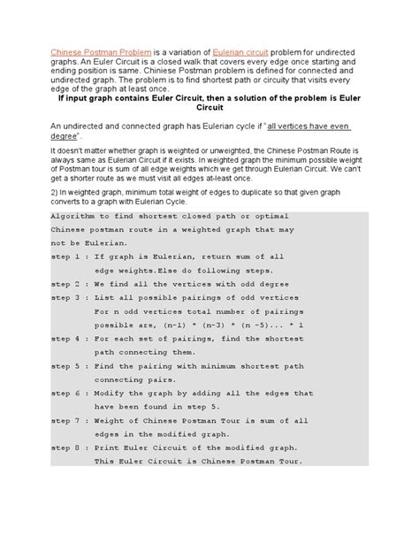 Image result for Chinese Postman Example