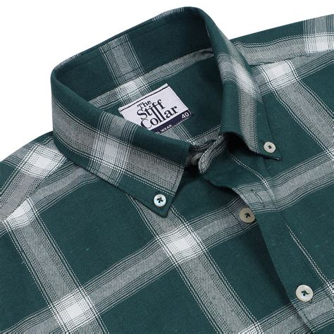 Forest Green Plaid Check Button Down Regular fit Shirt – Thestiffcollar.com