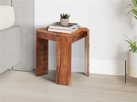 Amazon Brand - Solimo Lichot Bedside Table with 3 Legs (Solid Sheesham ...