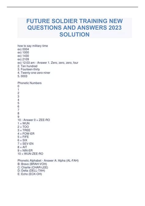 FUTURE SOLDIER TRAINING NEW QUESTIONS AND ANSWERS 2023 SOLUTION ...
