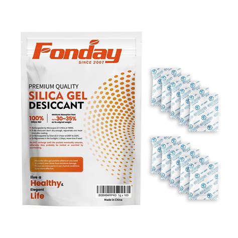 1 Gram [100 Packets] Fonday Food Grade Silica Gel Packs Desiccants ...