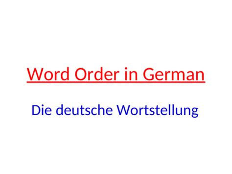 Image result for German Word Order Explained