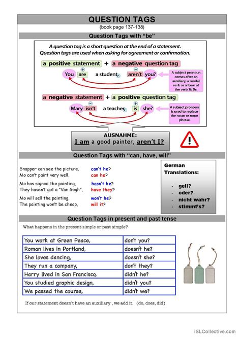 Image result for ESL Question Tags Grammar Lesson Plan