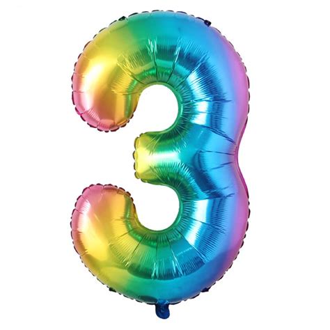 PATEL BALLOONS 32 inch Rainbow Gradient Colorful Big Size 3 Number Foil ...