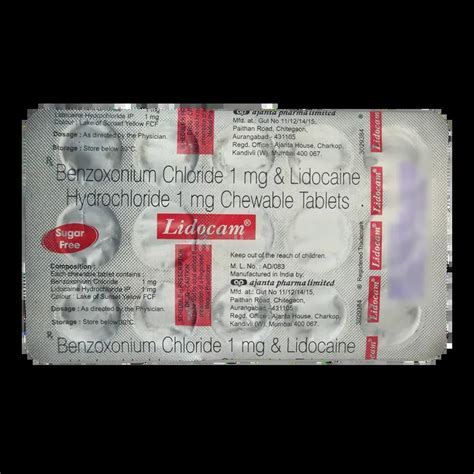 LIDOCAM CHEW TABLET 15'S | Uses, Price, Dosage, Side Effects & Generic ...
