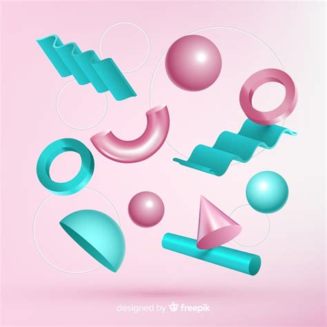 Antigravity geometrische vormen met 3d effect | Gratis Vector