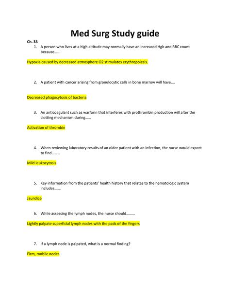 Image result for Med Surg Study Guide