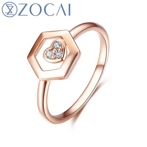 ZOCAI 2016 New Arrival The Honeycomb Series Real 0.03 CT Diamond Ring ...