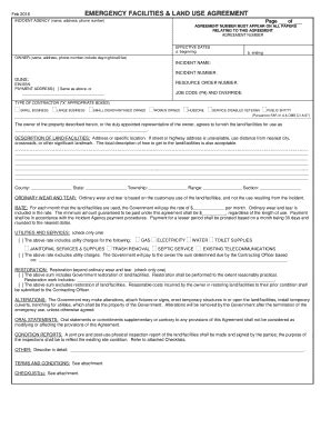 Fillable Online fs fed FS Land Use Agreement Form - US Forest Service ...