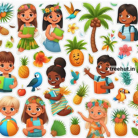 Printable Tropical Stickers and 8 Craft Activities for Kids, Adults ...