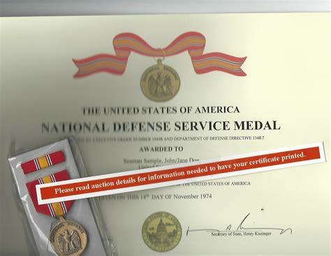 NDSM National Defense Service Medal and Certificate Army Navy Air Force ...