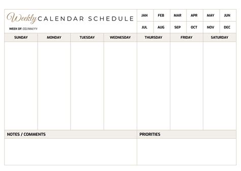 Weekly Calendar Schedule Template - Google Docs | Word - Highfile