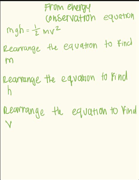 Solved From energy conservation equation mgh=21mv2 Rearrange | Chegg.com