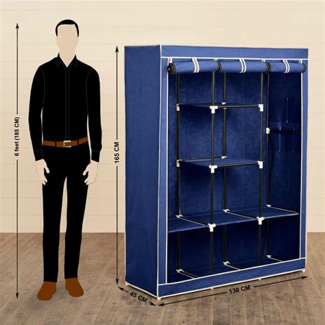 Buy Helios Yeti Fabric Collapsible 3-Door Wardrobe - Blue from Helios ...