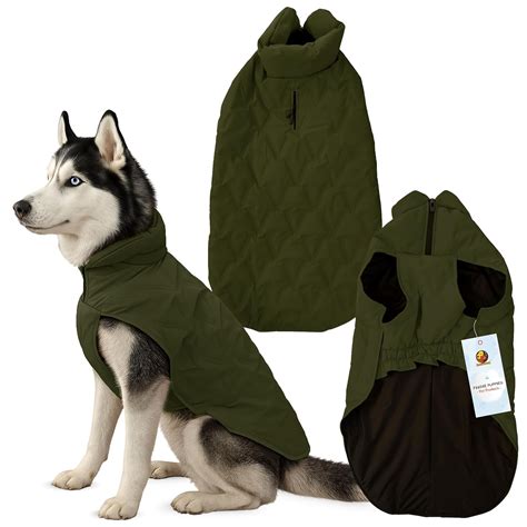Foodie Puppies Dog Winter Jacket (V Punch Olive Green, 26 inch) for ...