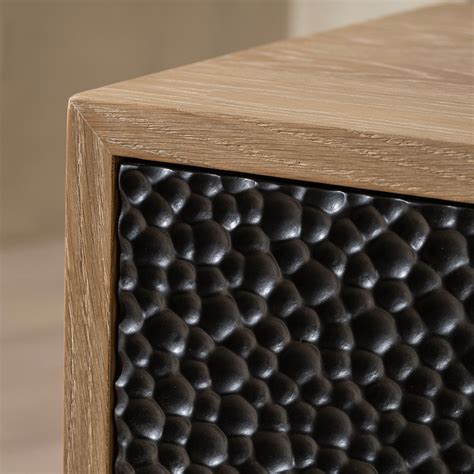 Denton Bedside Table | 550 Wide Stained Oak & Black, 3 Drawer – Burbeck At Home