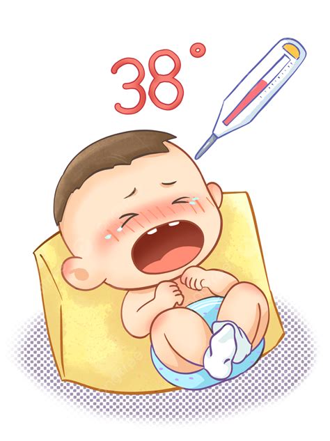 Hand Drawn Baby Sick Mother And Child Parent Child Children Medical Elements, Fever, Sick, Sick ...