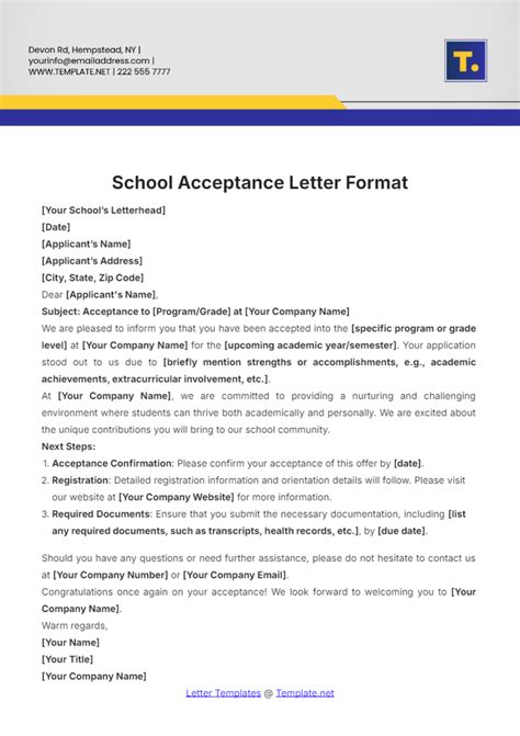 Free Motivation Letter for High School Application Template to Edit Online