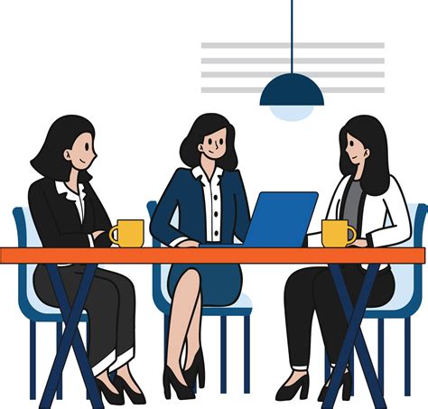 business women meeting in conference room illustration in doodle style ...