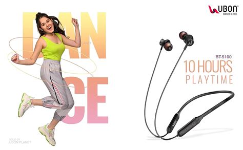 UBON BT-5100 in-Ear Bluetooth 5.0 Neckband Earphone with Mic Stereo ...