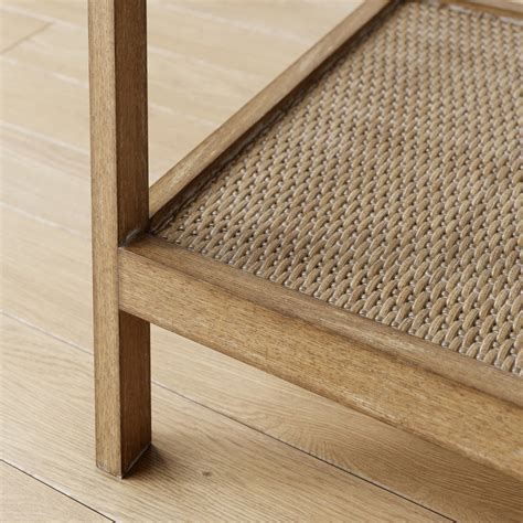 Hayes Side Table Wood Rattan Glass Top Light Brown | Nathan James