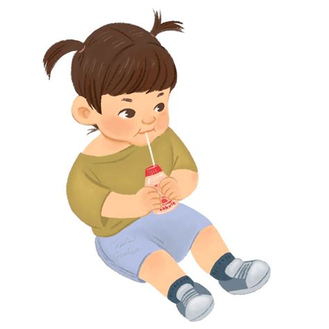 Baby drinking yakult