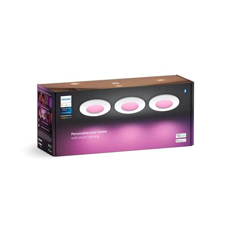 PHILIPS Pack 3 Slim Ø9cm Hue IP44 LED CCT + Color recessed light