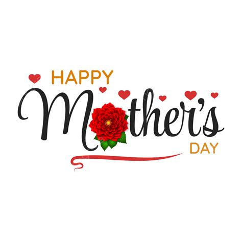 Happy Mother Or Mothers Day With Rose Flower Heart Lettering Text ...
