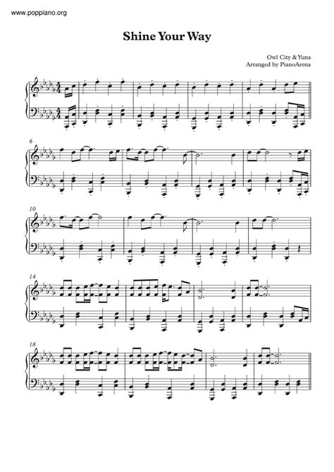 Owl City, Yuna-Shine Your Way Sheet Music pdf, -シャイン・ユア・ウェイ 악보 - Free ...